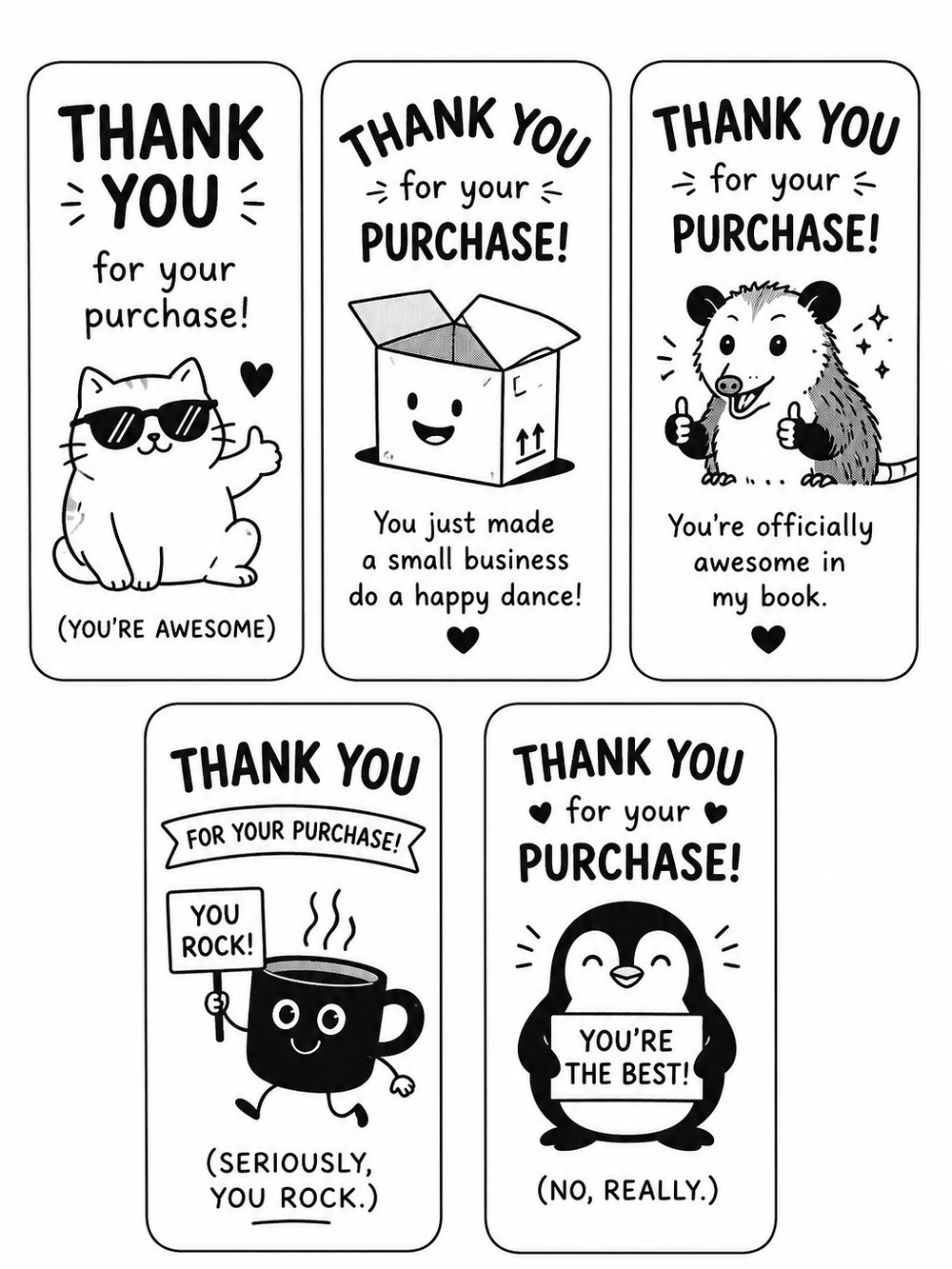 Colorful Thank You Sticker Pack Of 50 Assorted Designs - Picture 2 of 3